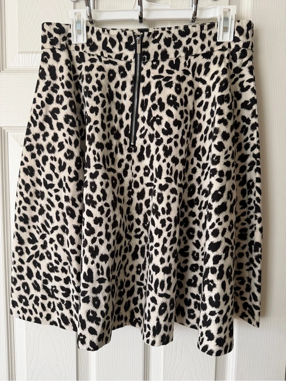 Amanda & Chelsea Black Leopard Print Midi Skirt on Cream